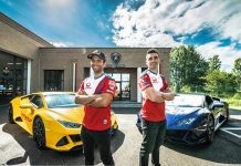 Zarco e Pirro di Pramac Ducati si allenano con i piloti Lamborghini Squadra Corse al Drivers Lab di Sant’Agata Bolognese