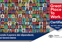 TOYOTA FINANCIAL SERVICES È PER IL 4 ANNO CONSECUTIVO GREAT PLACE TO WORK